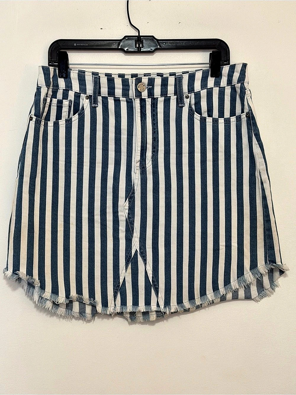 William Rast Blue White Striped Denim Mini Skirt